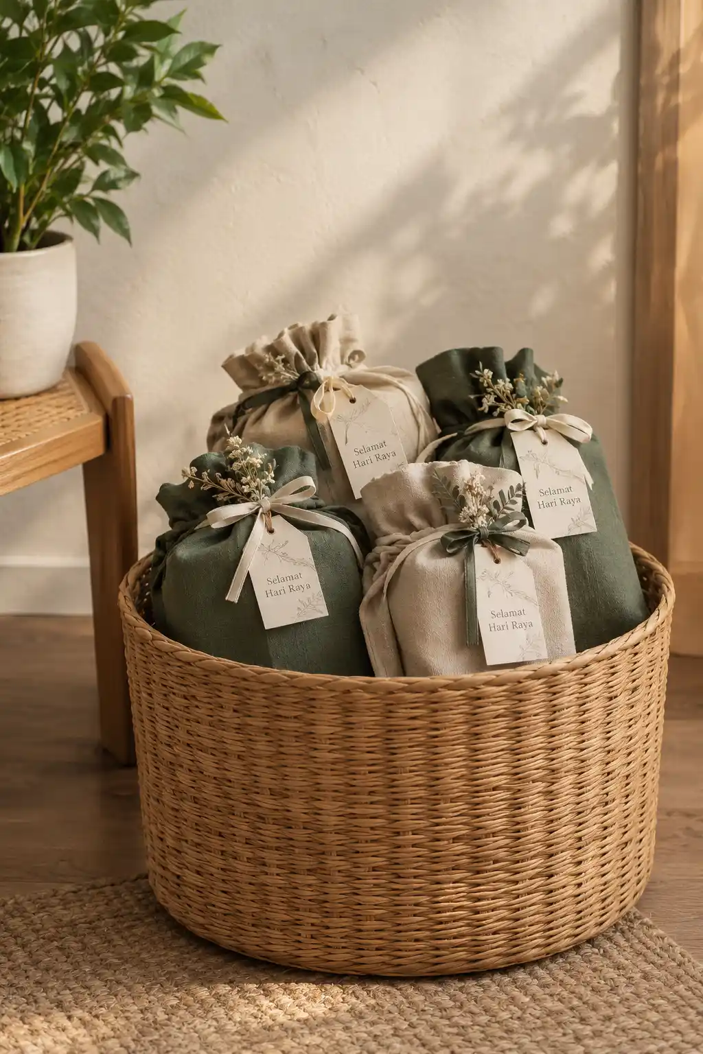 Hampers Kue dalam Basket Rotan